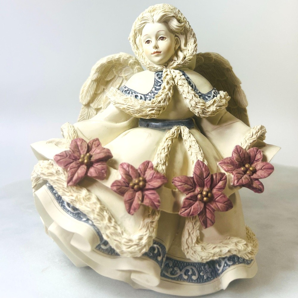 Vtg 2002 Sarahs‎ Angels "Holly" December Birthday Figurine Christmas Poinsettia